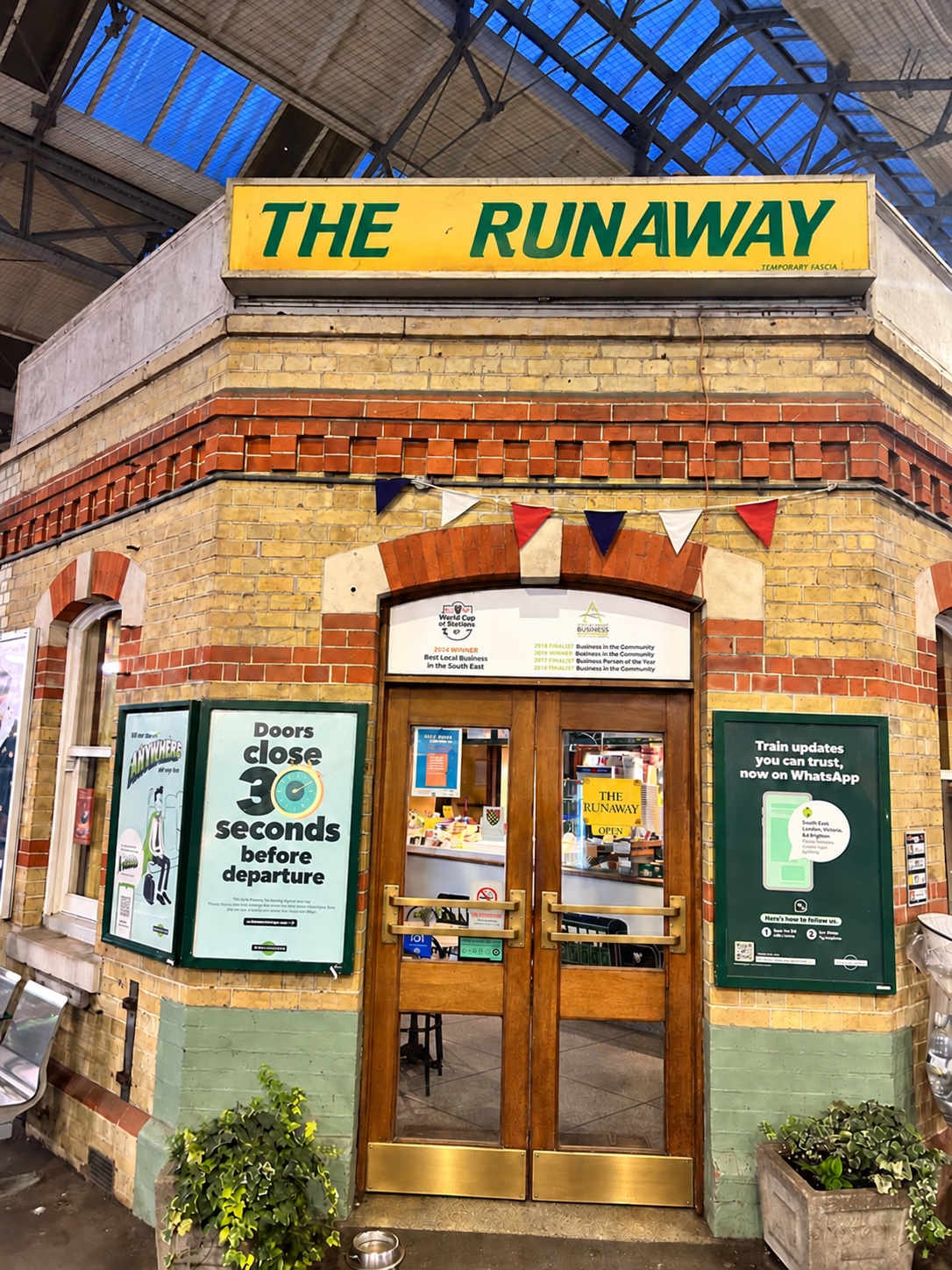 The Runaway Café entrance at Lewes railway station